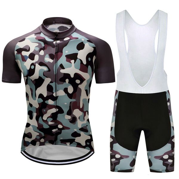

2021 men cycling jersey shirt bike bib shorts short set camouflage team clothing kits, Black;red