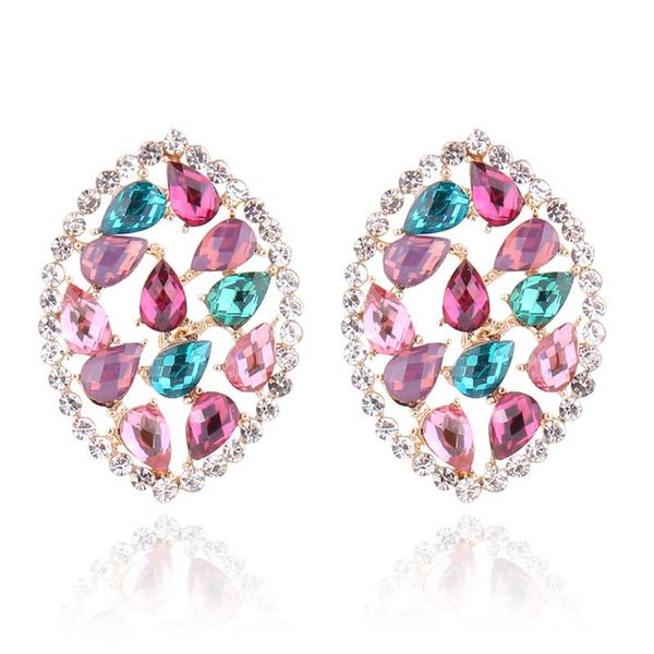 

stud lubov luxury hyperbole horse eye crystal earrings for women rhinestone big earings fashion jewelry, Golden;silver