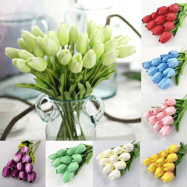 

decorative flowers & wreaths 10pcs artificial flower pu mini tulip home decor fake for wedding decoration garen