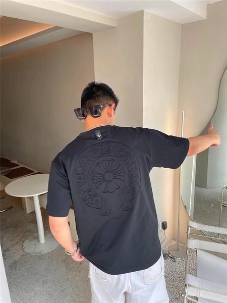 

2021 summer new ch crochet short sleeve t-shirt for men and women, White;black