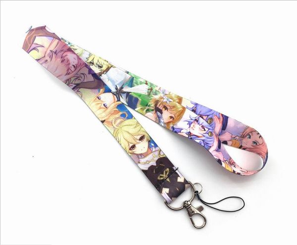 

casual anime genshin impact keychain lanyards straps bag badge holder id card pass gym mobile phone badges holders key strap