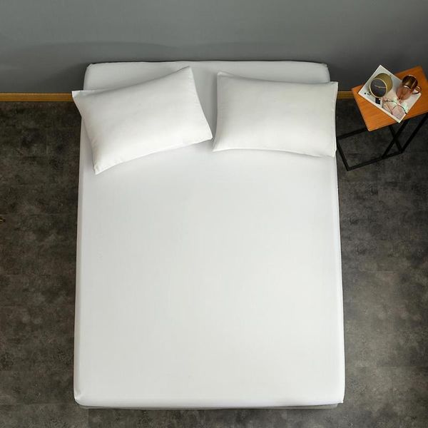 

sheets & sets 1 pc sheet on elastic band white color plain mattress cover single/queen/king size bed linen double with