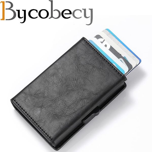 

bycobecy rfid male vintage black short purse card holder men wallets money bag 2021 small leather slim mini thin, Red;black