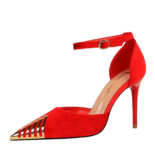

summer women metal toe sandals ladies 10cm stiletto shoes fashion buckle high heel women's pumps for party dress, Black