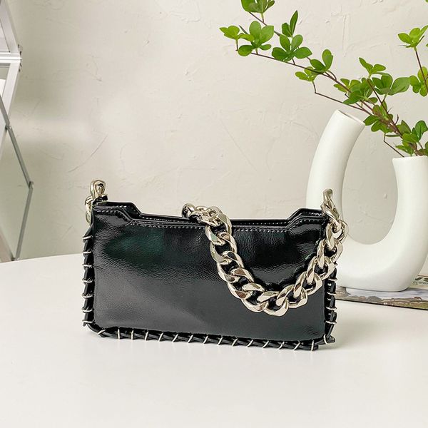 

wholesale factory ladies shoulder bags elegant solid color leather chain bag street personality chain edging women handbag fashion bright st