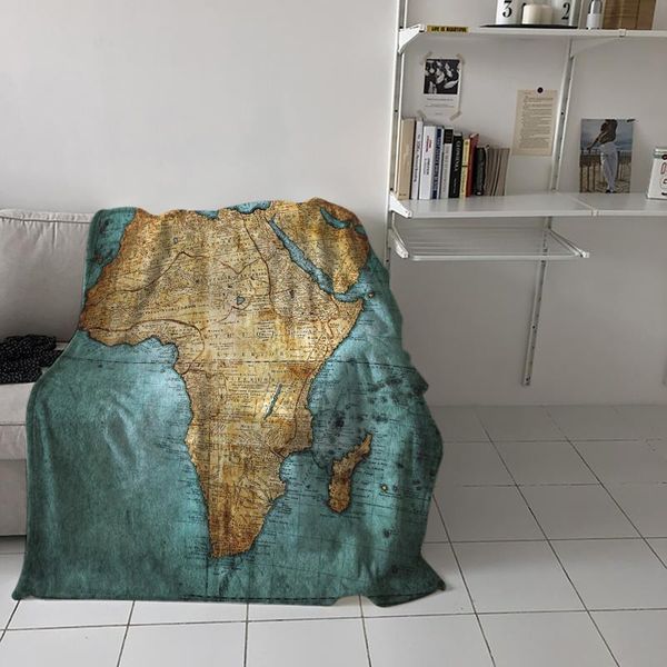 

blankets africa map retro style throw blanket picnic travel portable soft bedspread microfiber flannel for beds