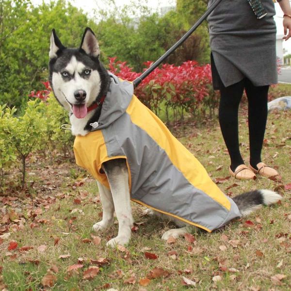 Hundebekleidung Bistratal-Regenmantel für kleine, mittelgroße und große Hunde L Hoody Night Reflektierende Jacke Regenmäntel Katzen Haustierkleidung