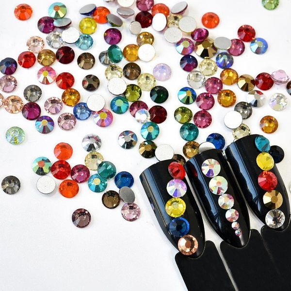 

pcs 3d flat back nail crystals rhinestones for art diy glass gems stones ab colorful decorations rhinestones1, Silver;gold