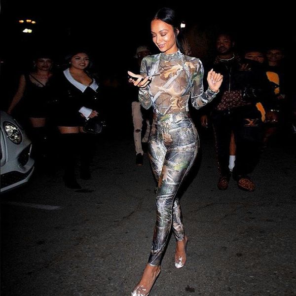 

european and american women's fashion printing long-sleeved one-piece legging trousers casual suit tracksuits, Gray