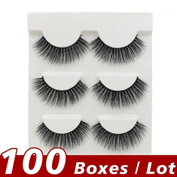 

boxes/lot 3 pairs 3d mink artificial eyelashes bulk comfortable synthetic hair handmade reusable false eyelash1