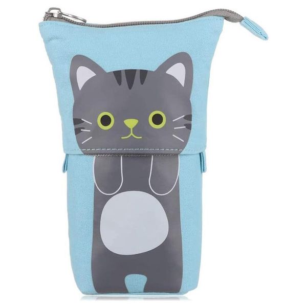 

transformer stand store pencil holder cartoon cute cat case organizer pen box grey bags