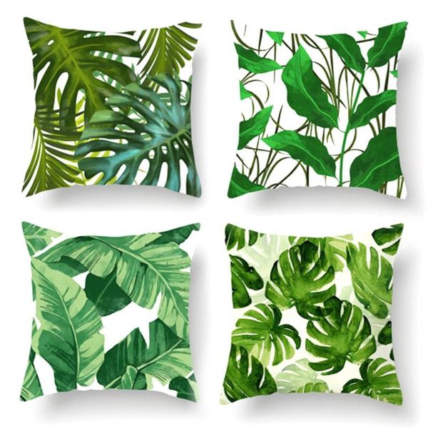 

pillow case tropical plants pattern decorative pillowcase cushion cover throw sofa green