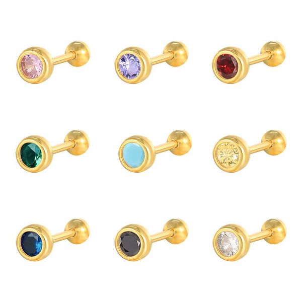 

silver earrings zircon piercing stud ear rings for women small 9 color gem diy sterling pendientesÂ plataÂ 925 2021 trend, Golden;silver