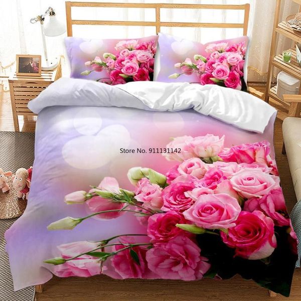 

bedding sets romantic rose hd printed down cover pillowcase 3d us/eu /au double//large set home textile