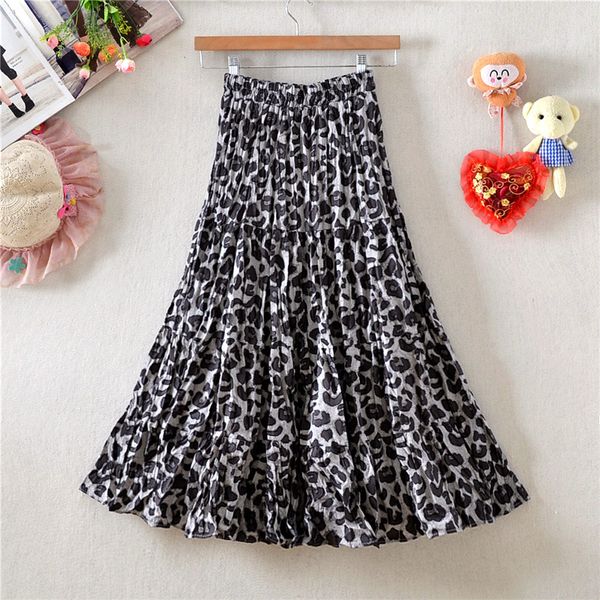 

skirts european and american women's individual leopard skirt autumn winter wrinkle large pendulum chiffon x98x, Black