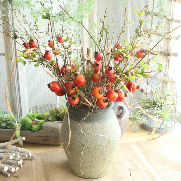 

decorative flowers & wreaths fake artificial rose fruit pomegranate berries bouquet floral garden home decor polylion flower diy gift