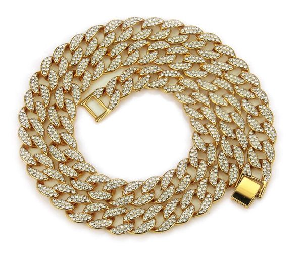 

2021 bling diamond iced out chains necklace mens cuban link chain necklaces hip hop personalized jewelry for women men, Black
