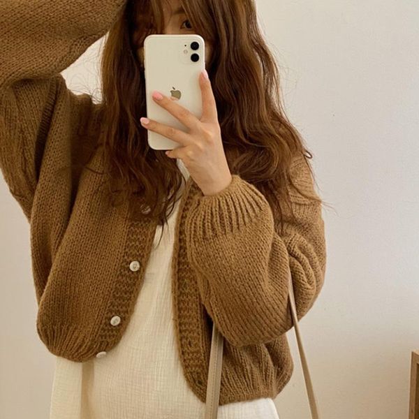 

women's sweaters single breasted v-neck autumn knitted sweater cardigans women long sleeve vintage camel color chic korean jumpers m154, White;black