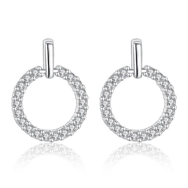 

stud moonrocy silver color cz earrings geometry round crystal dangle office jewelry wholesale for women gift drop, Golden;silver