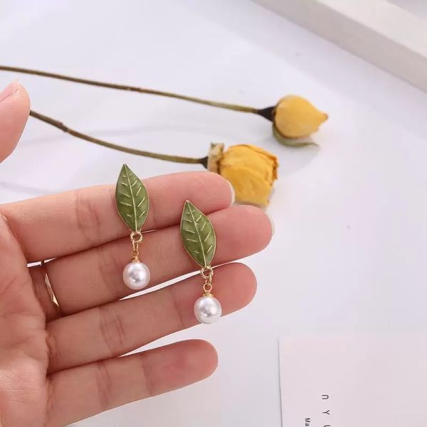 Baumeln Kronleuchter Shamir süße niedliche kleine reine und frische grüne Perlen-Ohrringe geometrische Vertragsgut-Gnade-Mädchen-Schmuckgeschenke