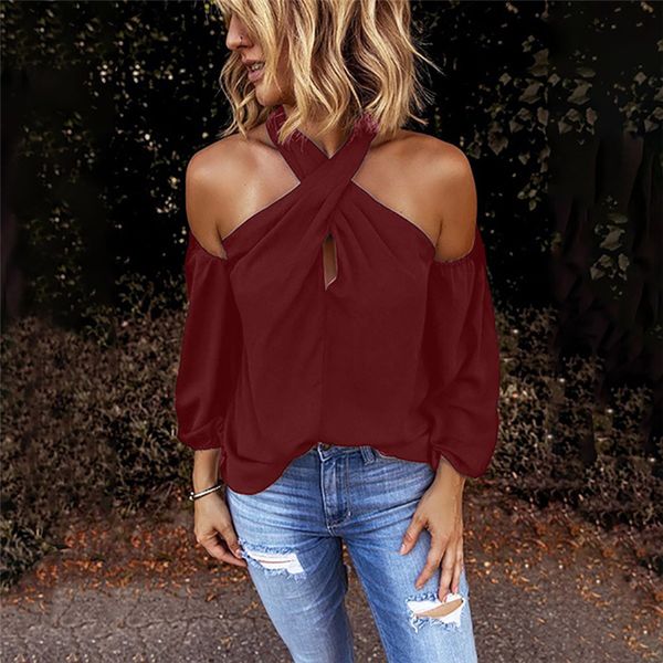 

design women casual slim back zipper halter solid splicing for women sale off-shoulder women clothes office lady, White