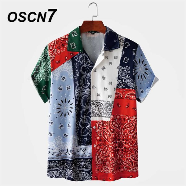 

oscn7 casual printed short sleeve shirt men street hawaii beach oversize women fashion harujuku shirts for men mx006 210628, White;black