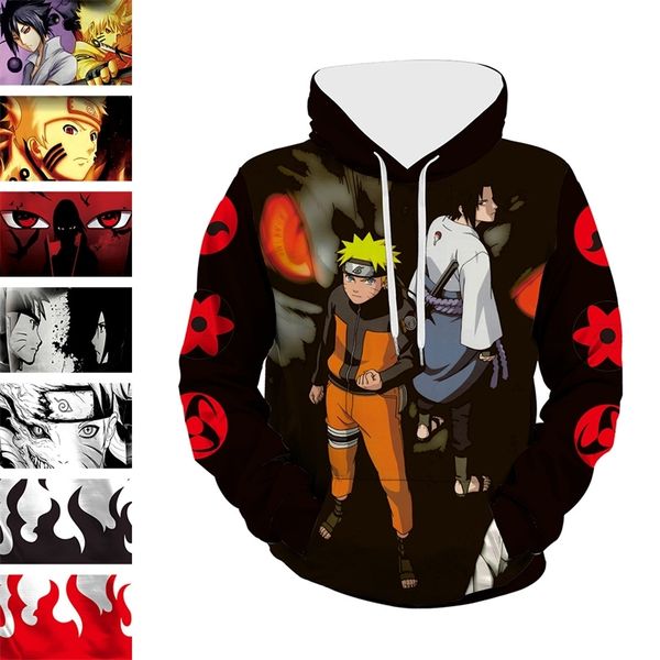 

new naruto animation surrounding 3d printed couple hoodie mwy6-042, Black