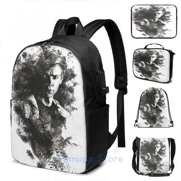 

backpack funny graphic print t the maze runner death cure design usb charge men school bags women bag travel laptop