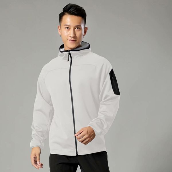 

jackets survÃªtements de marque pour hommes mens hooded sports jacket fitness training long sleeve ear, Black;brown