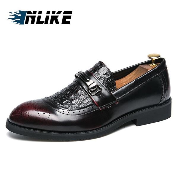 

dress shoes inlike men big size flats casual oxford male formal brogue classical for business, Black