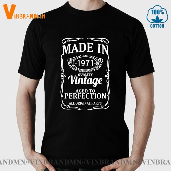 

men's t-shirts funny birthday gift thanksgiving short sleeve cotton clothing vintage 1971 men t shirt made in aged to perfection tshirt, White;black