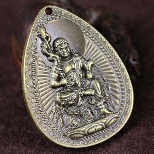 Chinas Feng Shui Messing Fudosan Acalanatha Buddha Statue – Familiendekoration bringt Glück, Metallhandwerk, Halskettenanhänger
