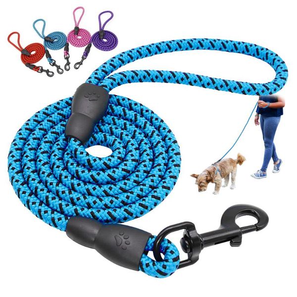 

dog collars & leashes 5ft nylon leash 1.5m strengthen leads rope durable long small medium large puppy walking lead for pug pitbull