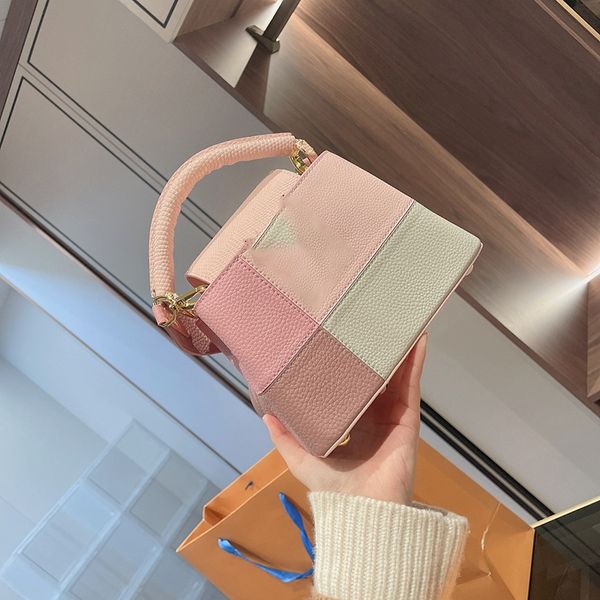 

2021 new rainbow one-shoulder ladies bag luxury l, cowhide material 20cm large-capacity outdoor sacoche street imitation brand-name handbags
