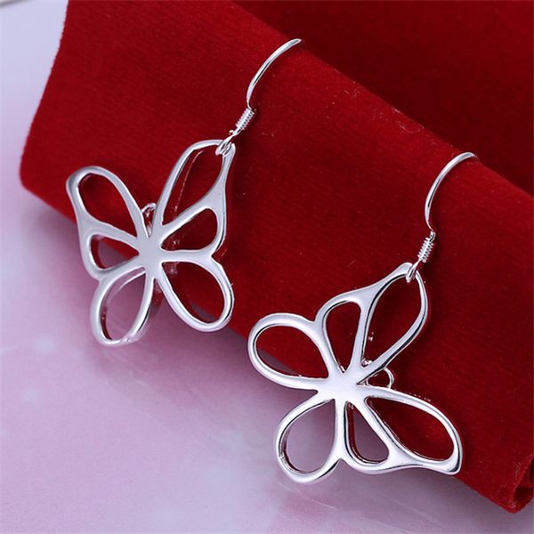 

women's sterling silver plated stone butterfly charm earrings gsse011 fashion 925 silver plate earring jewelry gift, Golden
