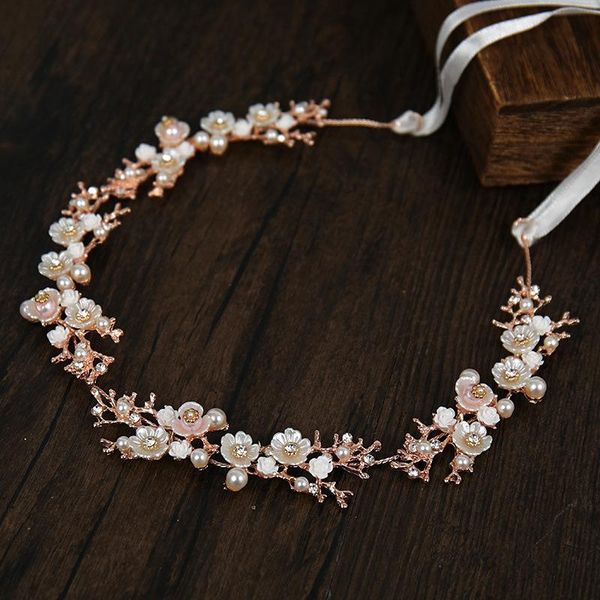 

hair clips & barrettes rose gold pearl tiara bridal headband wedding accessories for women beautiful elegant lady jewelry hairband, Golden;silver