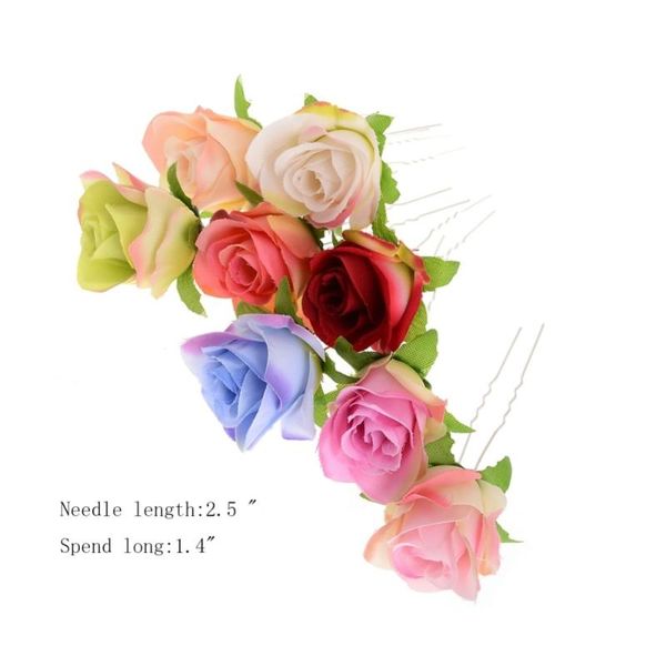 

hair clips & barrettes 5pcs imitation rose flower multi color plastic pins tiara noiva hairpin wedding bridal jewelry gifts accessories, Golden;silver