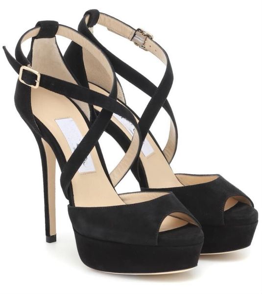 

summer fashion designer jenique sandals peep toe platform high heels for women ankle strap stiletto heels lady party wedding dress eu35-43, Black