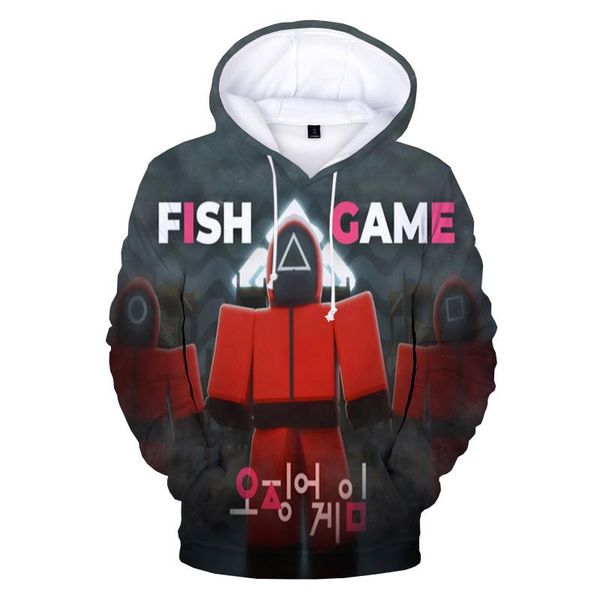 

men's hoodies & sweatshirts 2021 3d squid game print hooded men women hip hop fashion casual pullover harajuku streetwear oversized hoo, Black