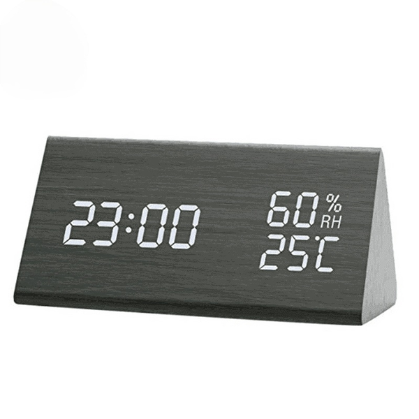 

clocks for bedroom,bedside digital alarm clock, with wooden electronic led time display, humidity temperature detect desk & table