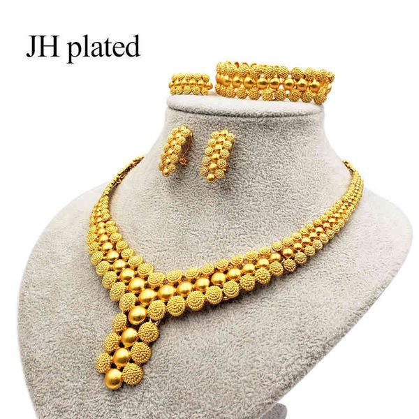 

jewelry sets dubai luxury gold color of women india ethiopia african bride wedding gifts necklace earrings ring bracelet, Black