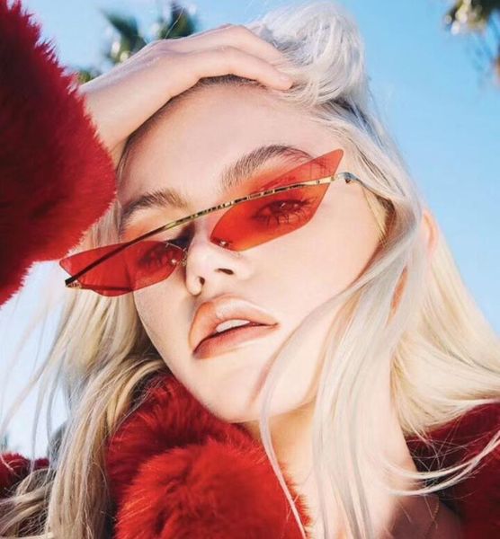 

sunglasses rimless 2021 cat eye retro vintage brand designer sun glasses women fashion mirror female eyewear uv400, White;black