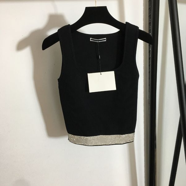 

women's tanks knitting hem ironed drill letter square collar slim knit vest letter fitness bra t shirt sling, White