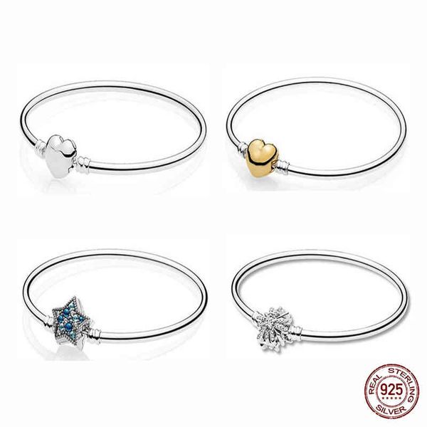 925 Silver Fit Оригинальные Pandora Подвески Бусины Фейерверк Пятиконечная Звезда Любовь Сердце Кнопка Bangle Подвесные Бусины DIY Аксессуары