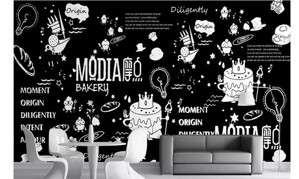 

wallpapers drop custom wallpaper mural modern hand painted black and white doodle background cafe bar wall decorative painting