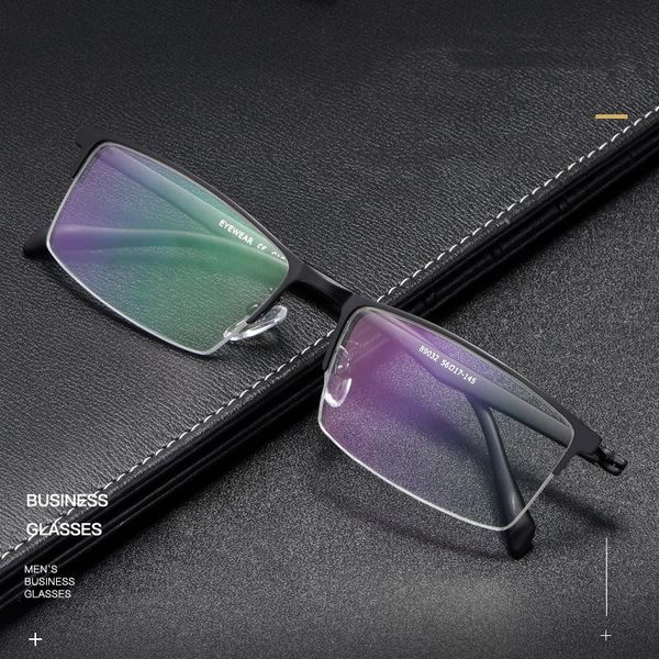

fashion sunglasses frames men alloy half frame myopia glasses ultralight anti blue computer optical prescription 89032, Black