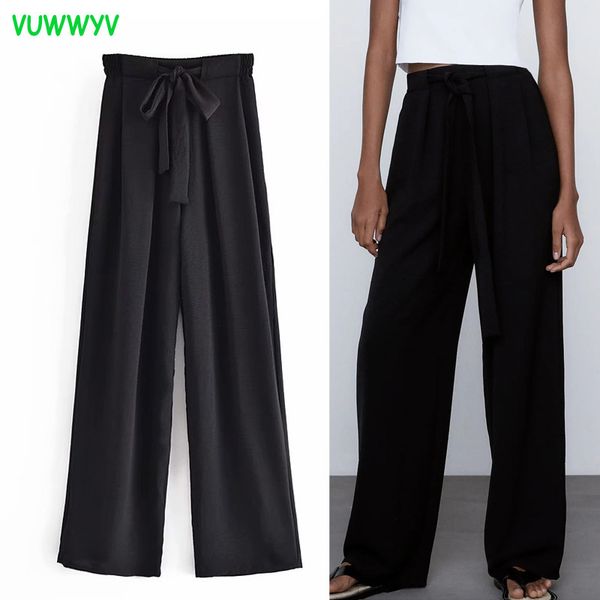 

vuwwyv women pants black wide leg baggy woman high waist summer joggers trousers for female elastic waistband 210430, Black;white