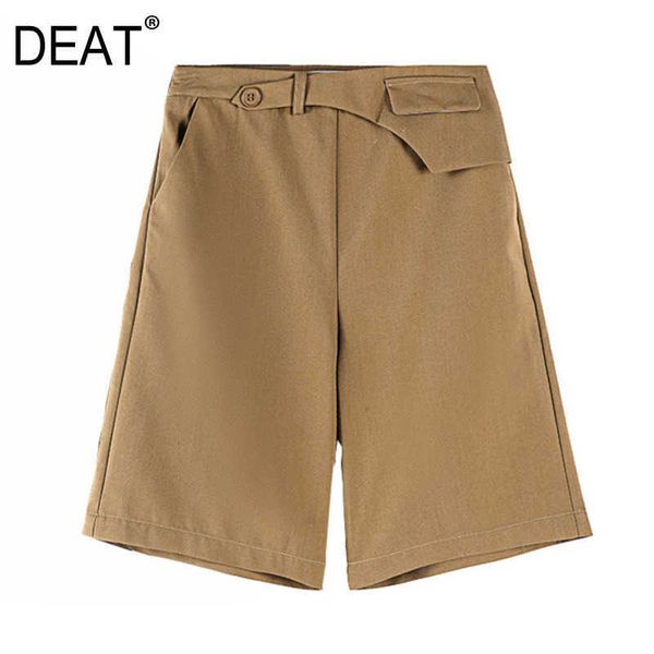 

[deat] summer fashion short pants solid color high waist loose casual straight-leg shorts women 13c845 210527, White;black