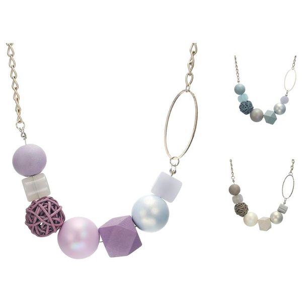 

pendant necklaces acrylic beads necklace for women geometric wood & pendants statement collar women's fashion jewelry gifts mx064, Silver