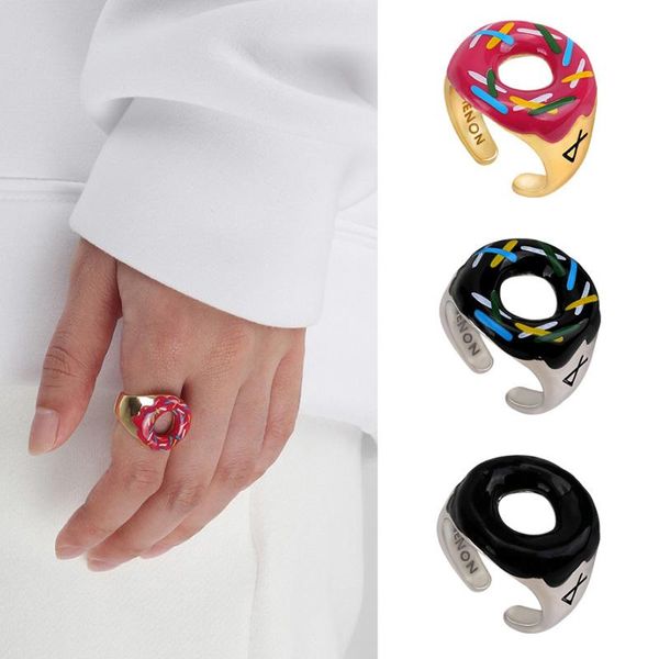 ZB001 Mode kreative Donut Design Stil Halskette Ring Set für Mädchen Frauen Dame mit hochwertigen Guttapercha Anhänger Halsketten